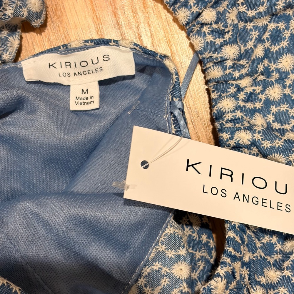 Kirious Womens Back Tie Crop Top Size M Babydoll Y2K Preppy Blue White Summer - Picture 6 of 8